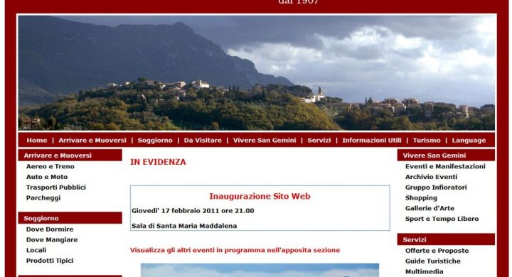 realizzazione sito web pro loco sangemini 2010 www.prosangemini.it