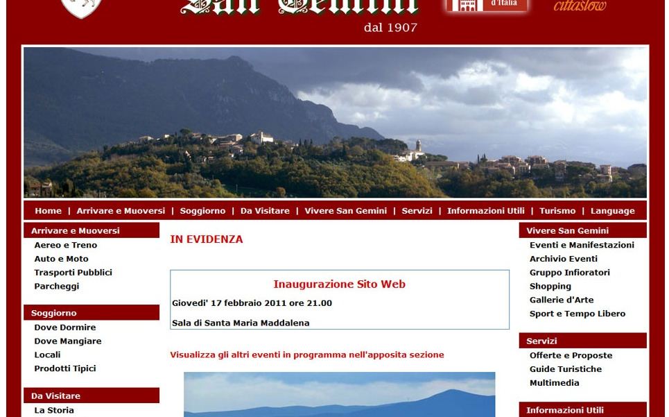 realizzazione sito web pro loco sangemini 2010 www.prosangemini.it